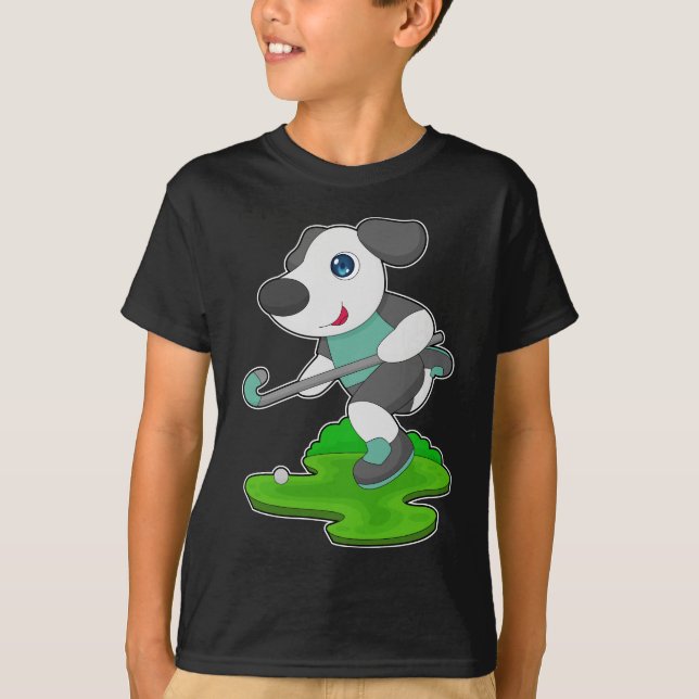Dog Field Hockey Hockey-Stab T-Shirt (Vorderseite)