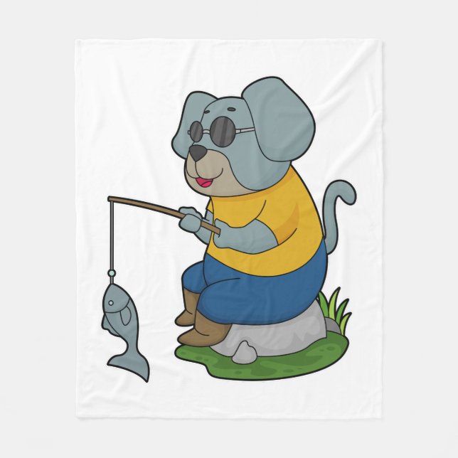 Dog Fishing Fisher Finish Fleecedecke (Vorderseite)