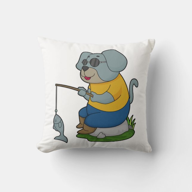 Dog Fishing Fisher Finish Kissen (Vorderseite)