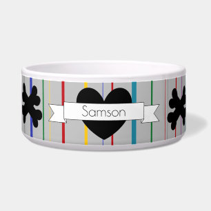 Dog Food Bowl mit farbigen Linien - HAMbWG Napf