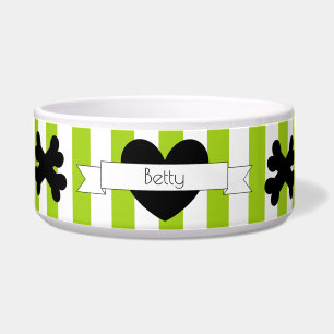 Dog Food Bowl mit grünen und weißen Streifen HAMbW Napf
