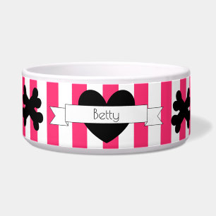 Dog Food Bowl mit rosa und weiße Streifen HAMbWG Napf