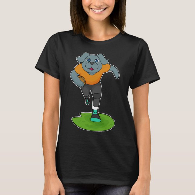 Dog Football-Spieler American Football T-Shirt (Vorderseite)