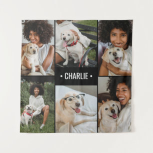 Dog Foto Collage Mit Monogramm Wandteppich
