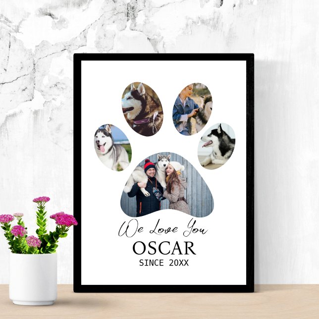 Dog Foto Collage Pet Memorial Personalisiert Paw Poster (Von Creator hochgeladen)