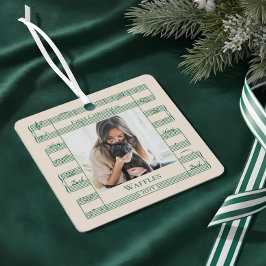 Dog Foto First Christmas Woof Wof Sheet Music Ornament Aus Metall