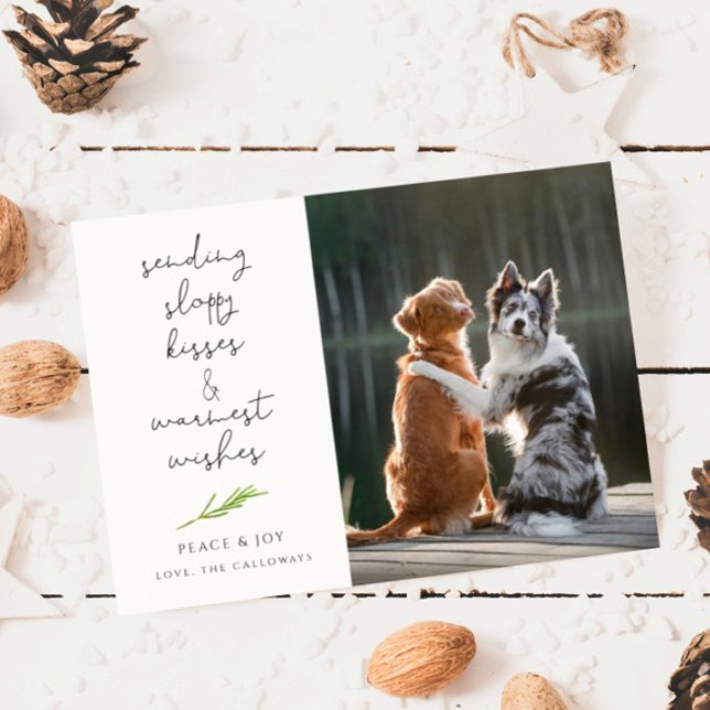 Dog Foto Sloppy Kisses Weihnachtskarte Feiertagskarte (Von Creator hochgeladen)