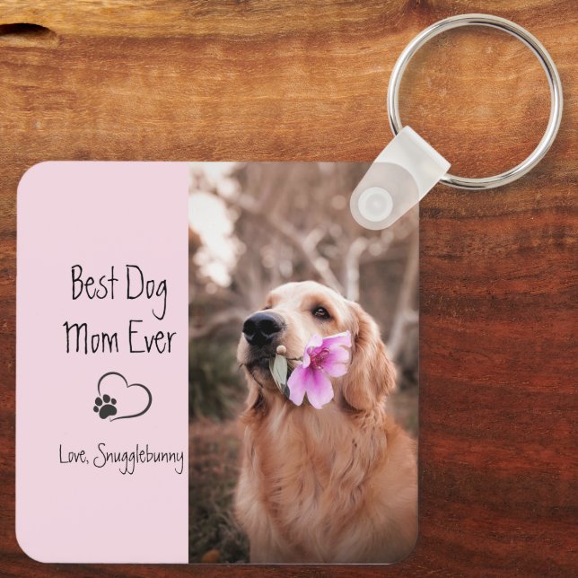 Dog Foto Super Mama Herzklappen Druck Schlüsselanhänger (Rückseite)