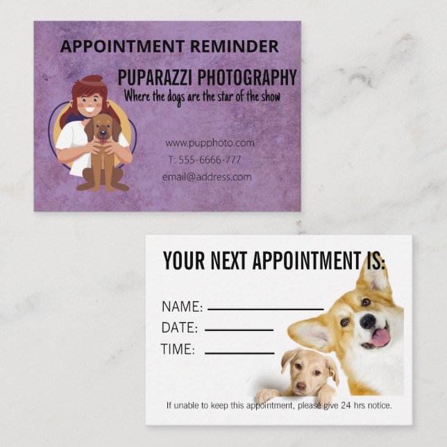 Dog Fotografy Business Termin Karte (Vorne/Hinten)