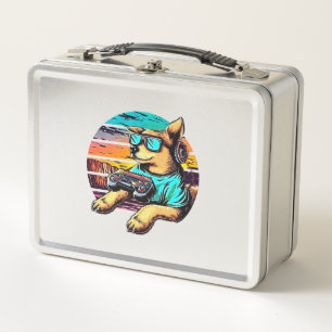 Dog Gamer, Retro Vintag Design Metall Brotdose