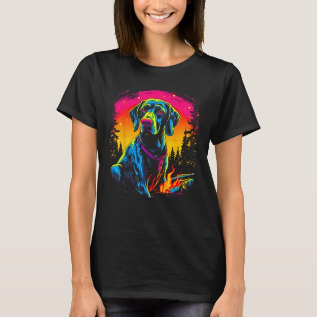 Dog German Shorthaired Pointer Camping T-Shirt (Vorderseite)
