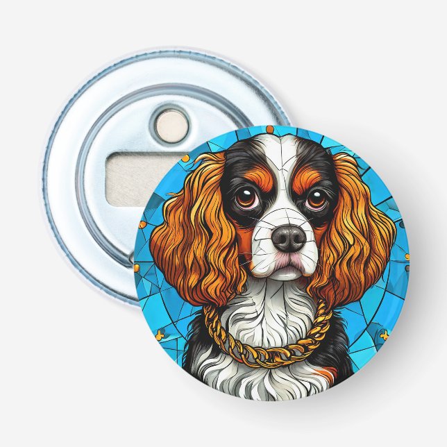 Dog-gestanztes Glas-Portrait Flaschenöffner (Vorderseite)
