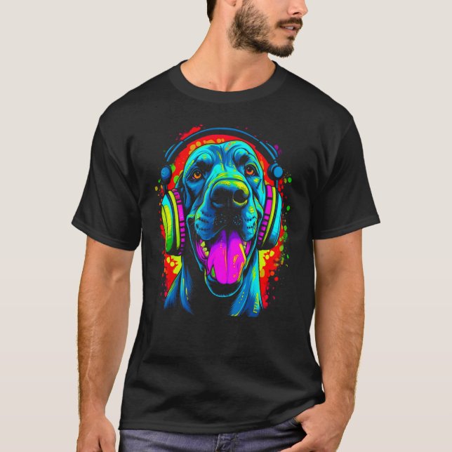 Dog Great Dane DJ Festival T-Shirt (Vorderseite)