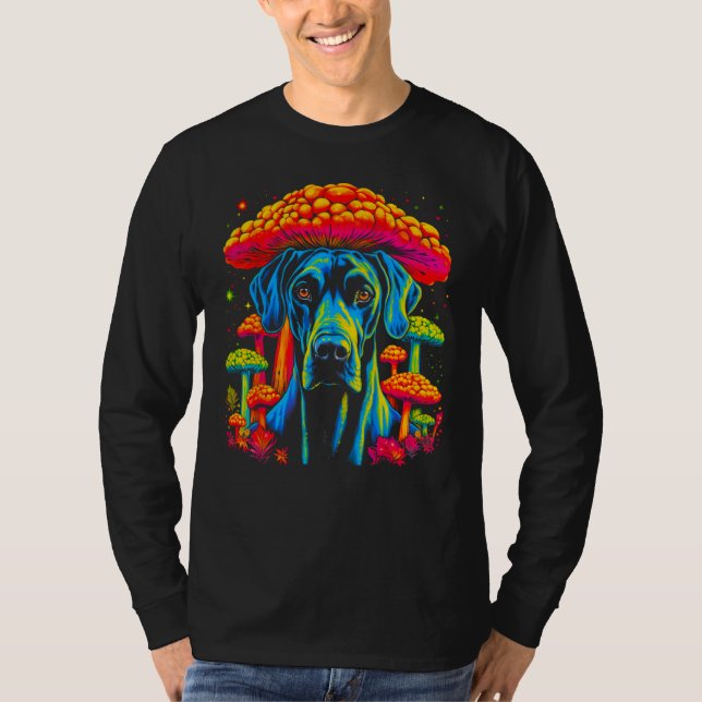 Dog Great Dane Psychedelic Mushroom T-Shirt (Vorderseite)