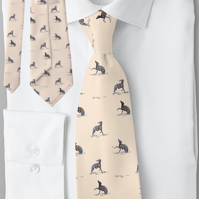 Dog Greyhound Muster Vintag Peach Krawatte (Von Creator hochgeladen)