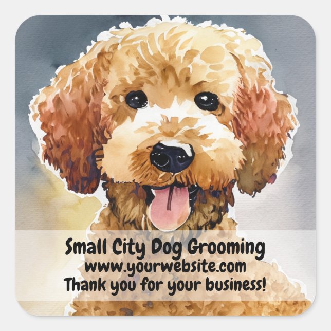 Dog Groomer Business Quadratischer Aufkleber (Vorderseite)