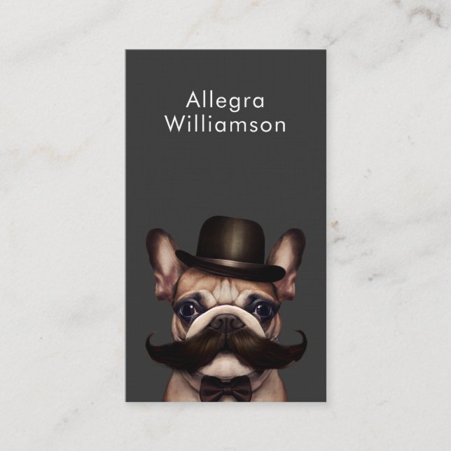 Dog Groomer Fun French Bulldog QR-Code Visitenkarte (Vorderseite)