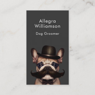 Dog Groomer Fun French Bulldog QR-Code Visitenkarte