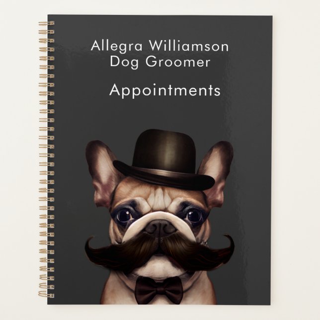 Dog Groomer Funny French Bulldog Ernennungen Planer (Vorderseite)