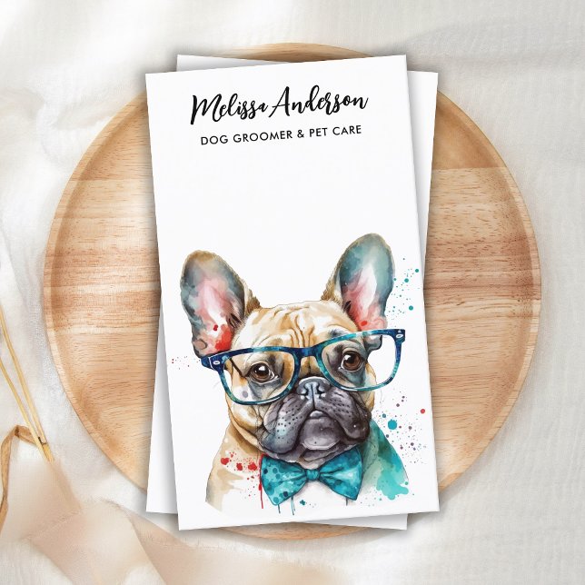 Dog Groomer Funny Niedlich Puppy French Bulldog Visitenkarte (Von Creator hochgeladen)