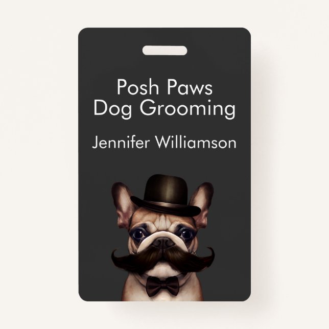 Dog Groomer Funny QR Code Gray Ausweis (Vorderseite)