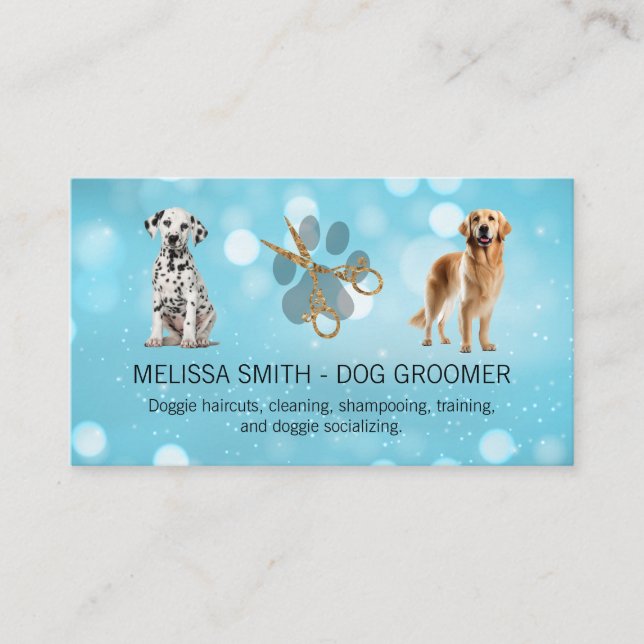 Dog Groomer | Happy Hund Sitzen Visitenkarte (Vorderseite)