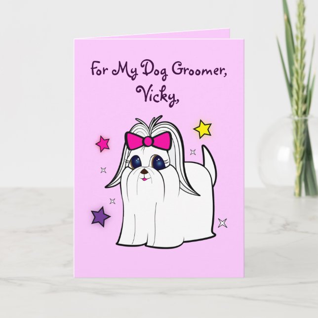 Dog Groomer Name individuell anpassbar Vielen Dank Dankeskarte (Vorderseite)