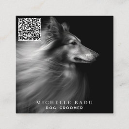 Dog Groomer QR Code Social Media Quadratische Visitenkarte