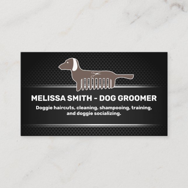 Dog Groomer | Schwarzer Meshhintergrund Terminkarte (Vorderseite)
