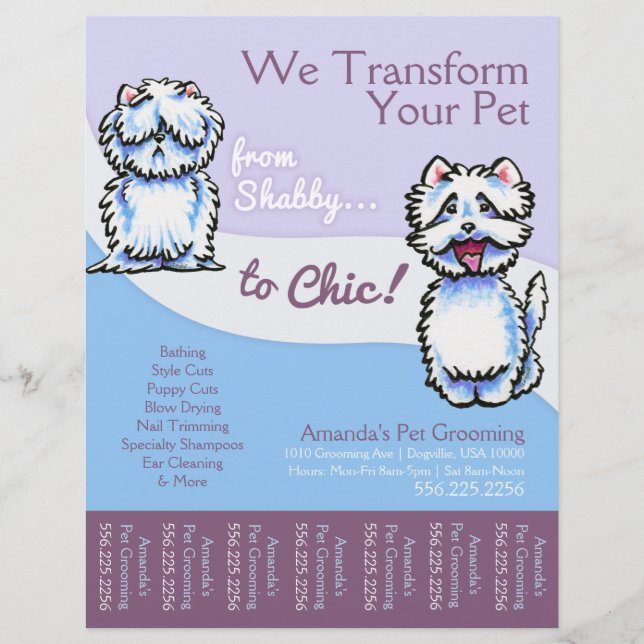 Dog Groomer Shabby Chic Westie Tear Sheet Flyer (Vorne)