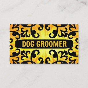 Dog Groomer Sunshine Damask Business Card Visitenkarte