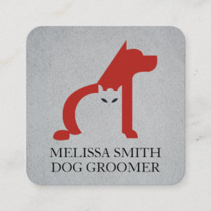 Dog Groomer   Tierheim   Cat Dog Icon Quadratische Visitenkarte