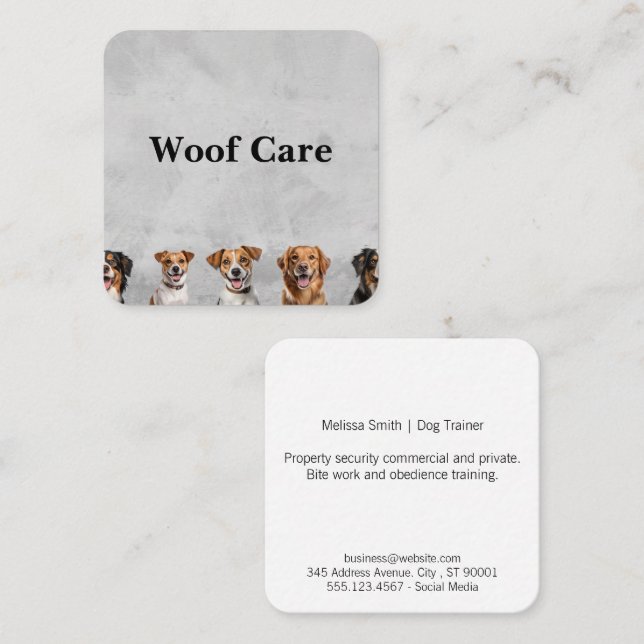 Dog Groomer | Trainer | Hundebüt Quadratische Visitenkarte (Vorne/Hinten)