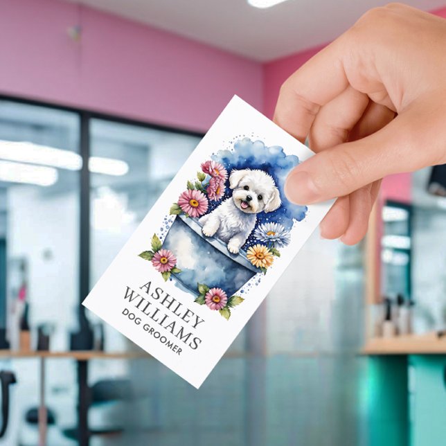Dog Groomer Wasserfarbe QR Code Visitenkarte (Von Creator hochgeladen)