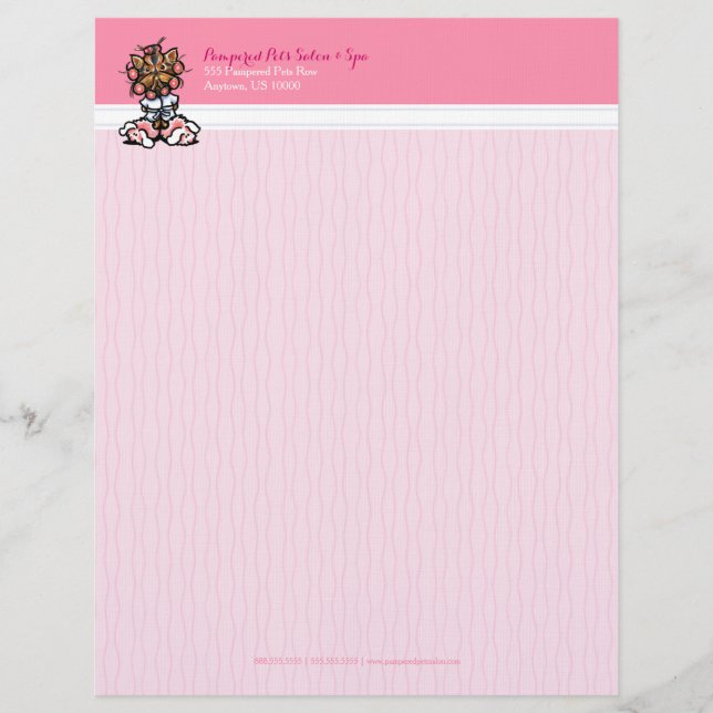 Dog Groomer Wellness-Center Yorkie Pink Briefbogen (Vorderseite)