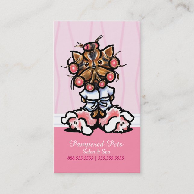 Dog Groomer Wellness-Center Yorkie Pink Ernennung Terminkarte (Vorderseite)