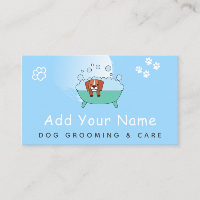 Dog Grooming Care Haarschnitt Funny Pet Blase Bath Visitenkarte (Vorderseite)
