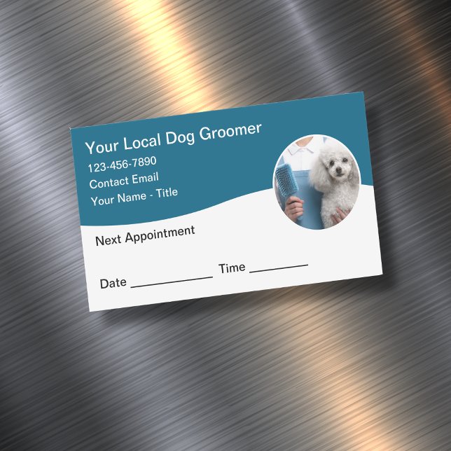 Dog Grooming Customer Magnetic Appointment Cards Magnetische Visitenkarte (Von Creator hochgeladen)