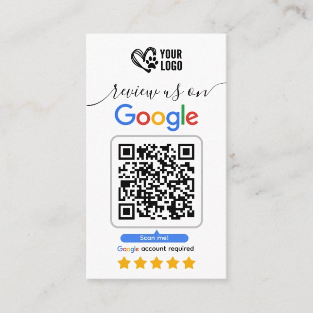 Dog Grooming Google Review Request Card QR Code Visitenkarte (Vorderseite)