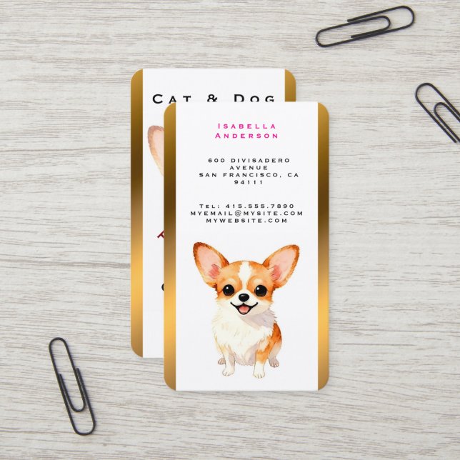 Dog Grooming Personalized Luxury Trendy Collection Visitenkarte (Vorderseite/Rückseite Beispiel)
