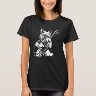Dog Guitarist Guitar - Teacup Yorkie Vater Mama T-Shirt