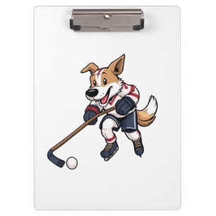 Dog Hockey Player Klemmbrett
