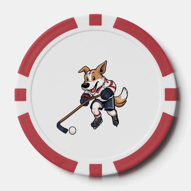 Dog Hockey Player Pokerchips (Vorderseite)