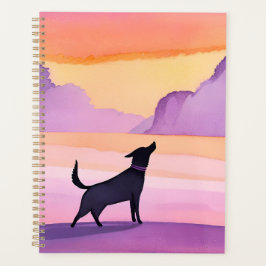 Dog Howl | Black Dog Watercolor Silhouette Planer