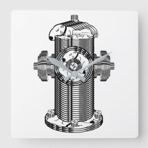 Dog Hydrant Quadratische Wanduhr
