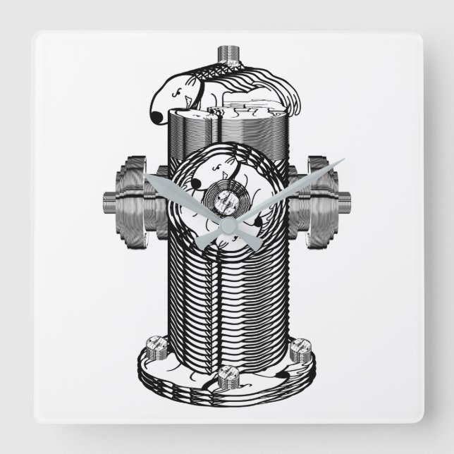 Dog Hydrant Quadratische Wanduhr (Vorderseite)