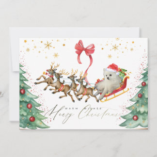 Dog in a Sleigh Christmas Card (Flat) Dankeskarte