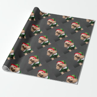 Dog in Elf Kostüm Geschenkpapier