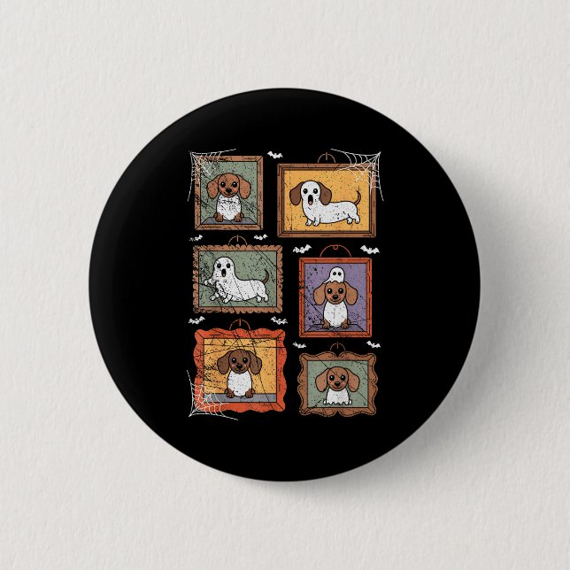 Dog In Ghost Costume Funny Halloween Puppy Lover  Button (Vorderseite)