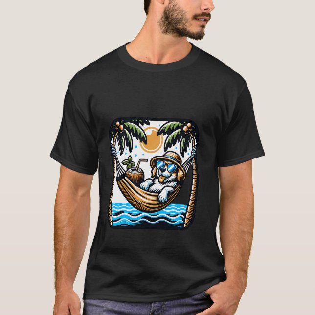 Dog In Hammock With Sunglasses And Coconut T-Shirt (Vorderseite)